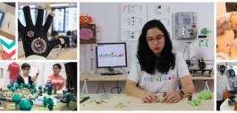 Varios makers mostrando as súas creacións. Varios makers mostrando as súas creacións.