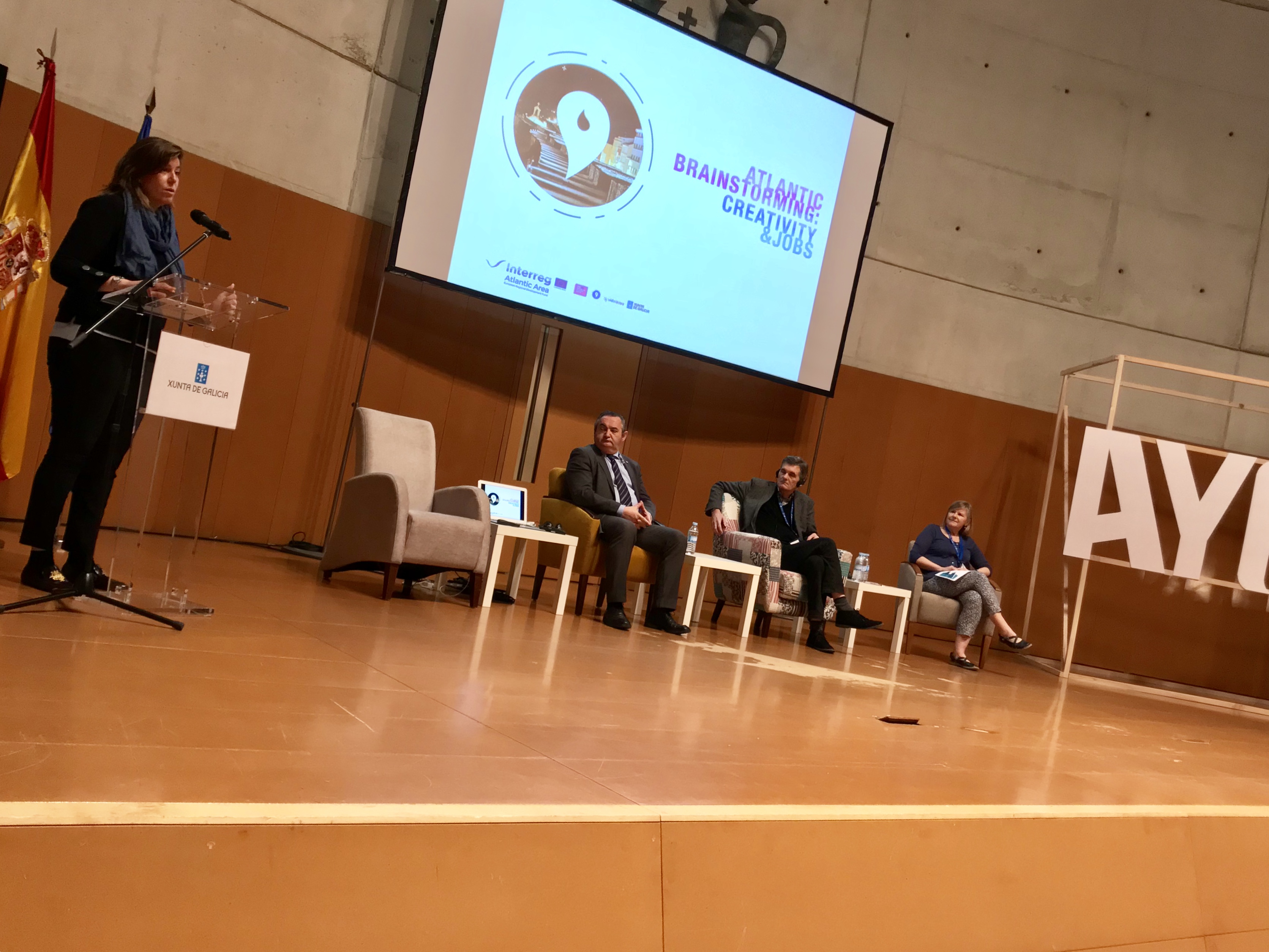 A directora xeral de Xuventude, Participación e Voluntariado da Xunta de Galicia, Cecilia Vázquez Suárez, participou esta mañá en Lugo no acto inaugural da iniciativa Atlantic Brainstorming: Creativity & Jobs Conferencia Europea da Creatividade.