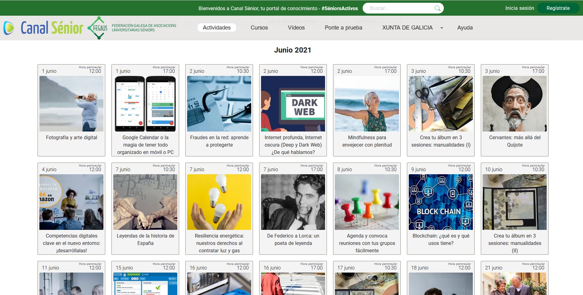 Pantallazo da web de Canal Sénior.