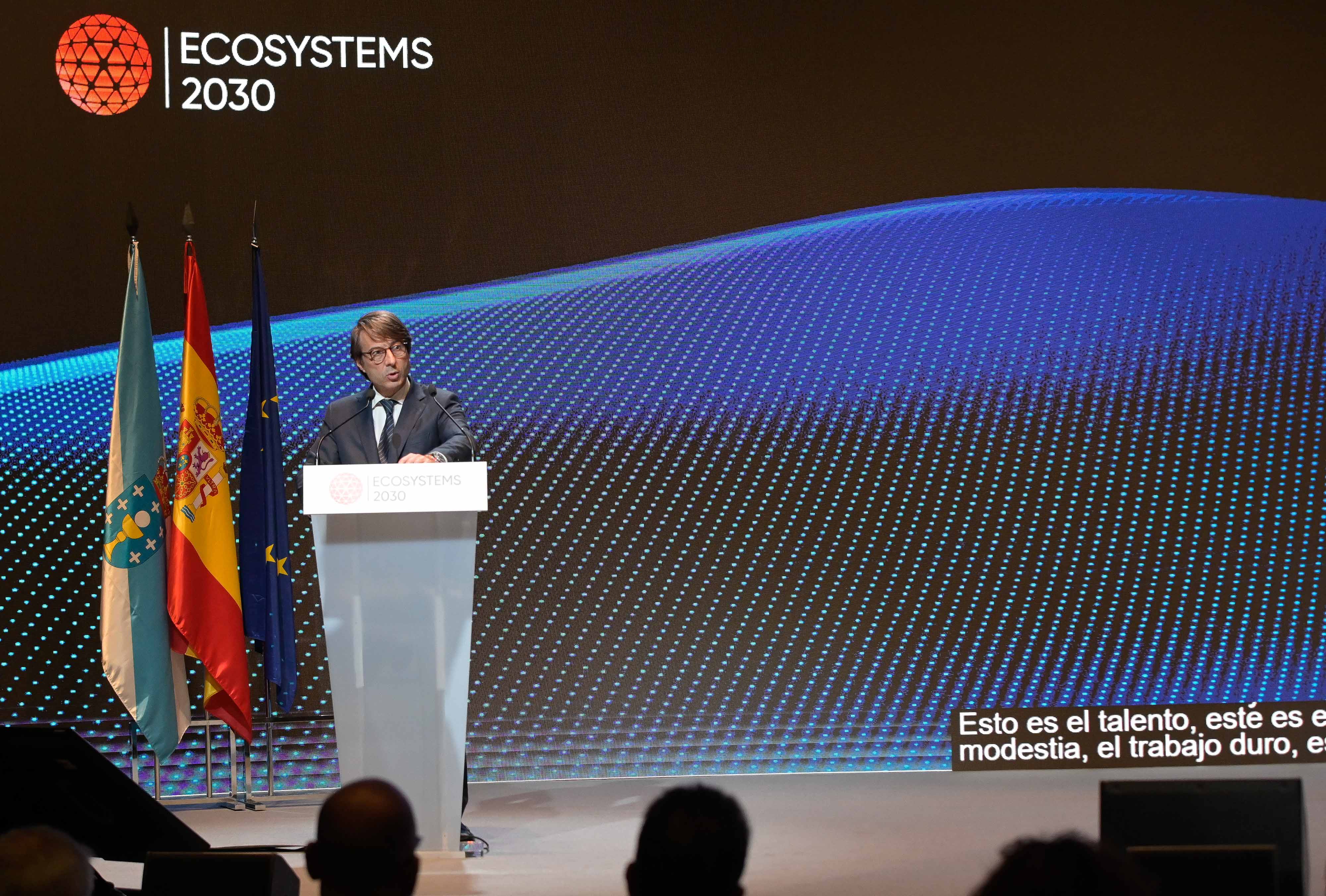 O conselleiro de Facenda e Administración Pública, Miguel Corgos durante a clausura do congreso Ecosystems.