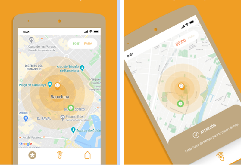 Pantallazos de la app ‘SafeWalkNearby’.