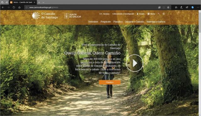 Pantallazo de la web del Camino de Santiago.