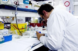 Científico en su laboratorio.