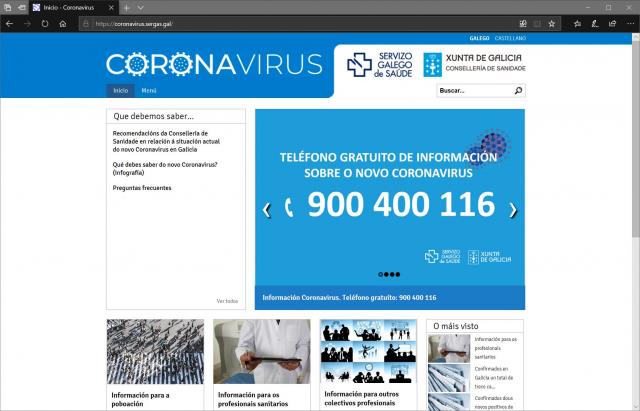 Pantallazo de la web del Sergas.
