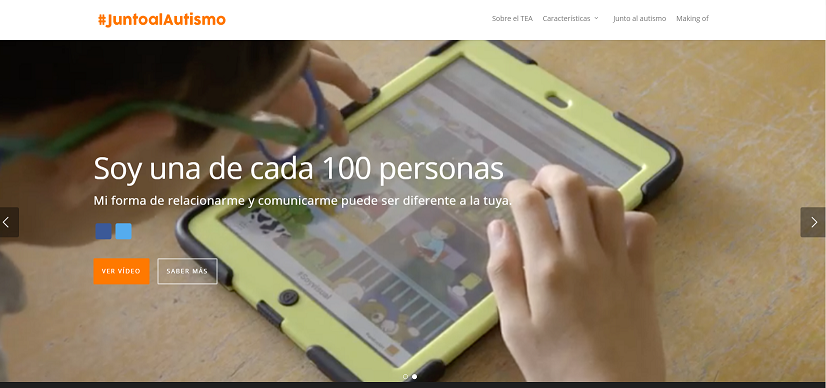 Pantllazo de la web www.juntoalautismo.org.