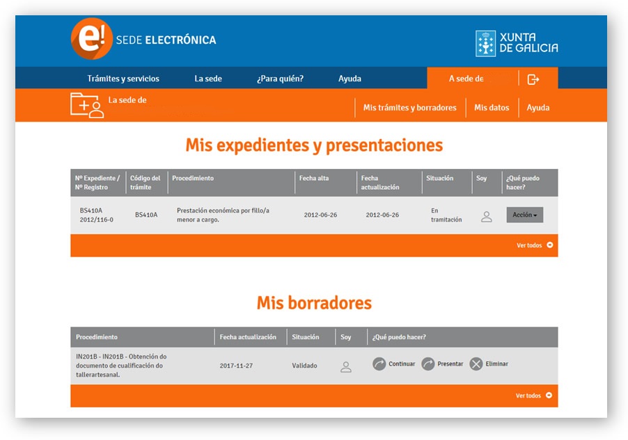 Pantallazo de la sede electrónica.