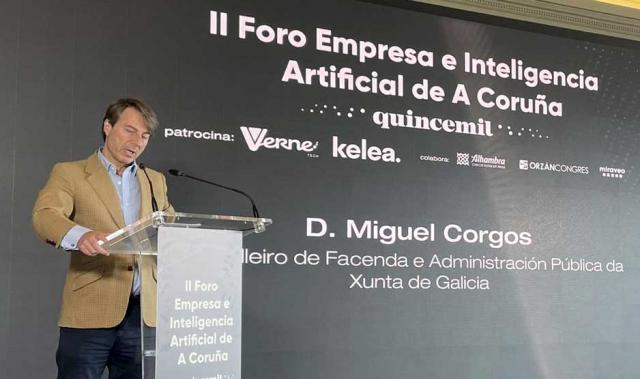 Miguel Corgos no II Foro Empresa e Inteligencia Artificial de A Coruña. Imaxe de quincemil.