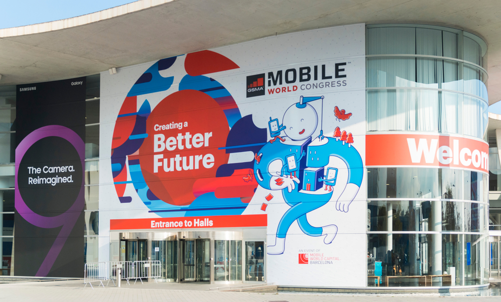 Entrada al Mobile World Congress de Barcelona en su edición de 2018.