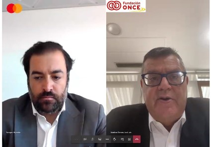 Videoconferencia entre representantes de Mastercard e da Fundación ONCE.