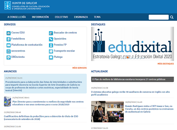 Pantallazo de la web.