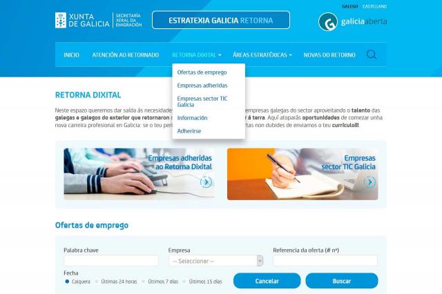 Pantallazo de la web Retorna Digital.