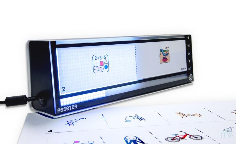 Fotografía dun reloxo Resetea mostrando distintos pictogramas.