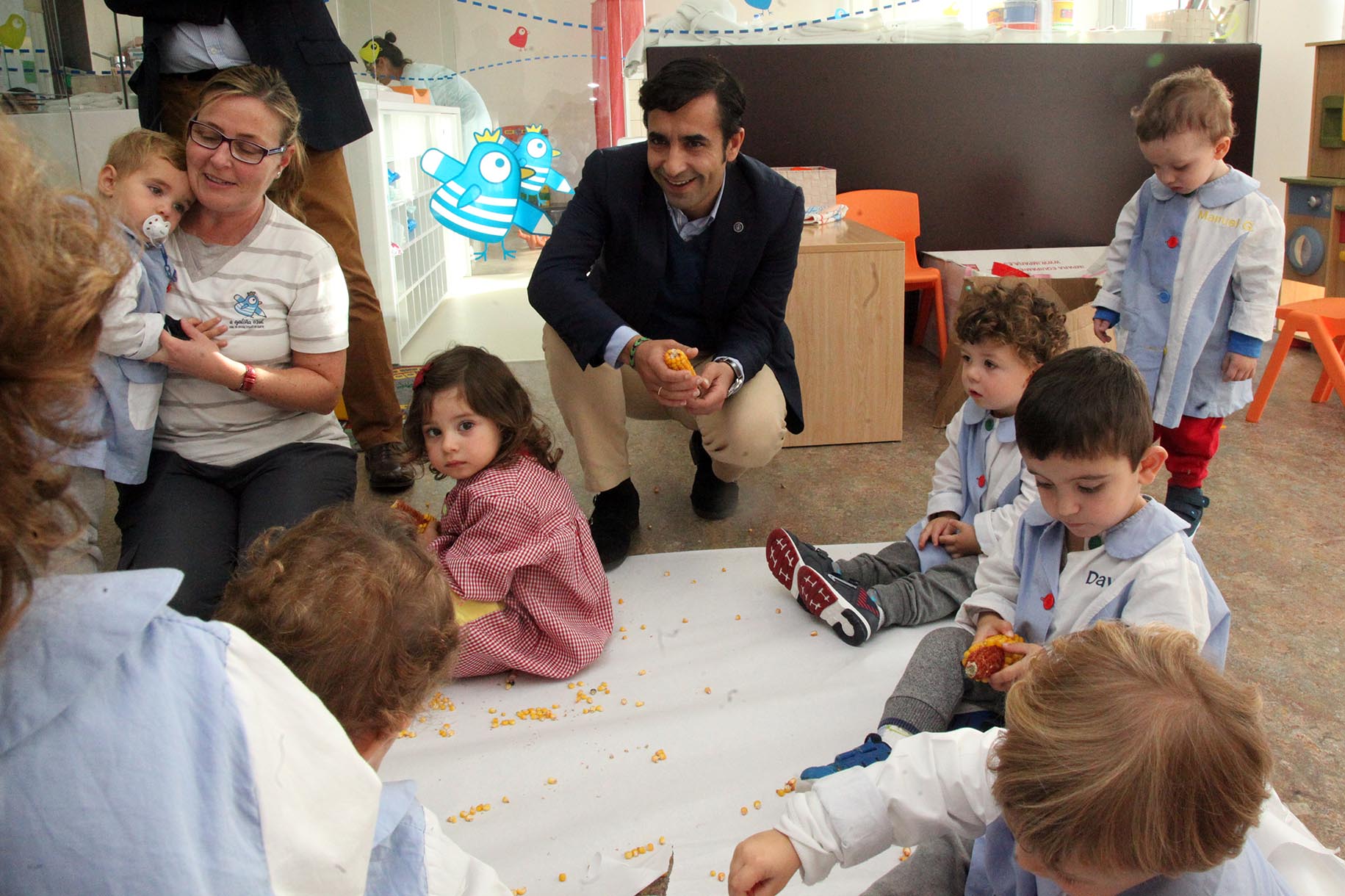 José Manuel Rey Varela acudiu á demostración da aplicación na escola infantil de Ames-Bertamiráns.