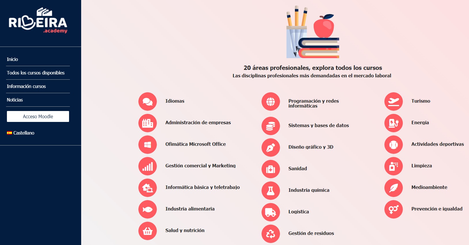 Pantallazo de la web de Ribeira Academy.