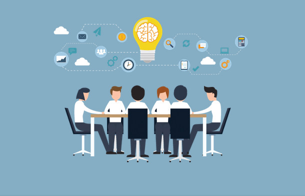 Dibujo que representa una reunión de planificación.