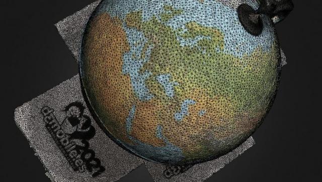 El globo terráqueo escaneado por los chavales de Lugo.