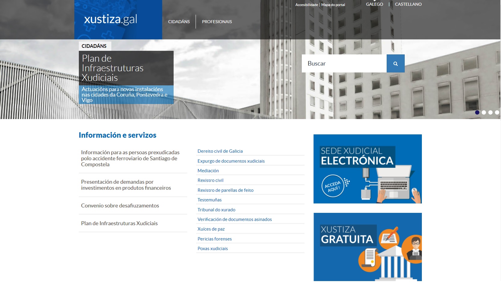 Pantallazo de la web justicia.gal.