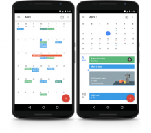 Dos smartphones mostrando la app Google Calendar.