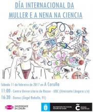 Cartel do día internacional da muller e nena na ciencia.