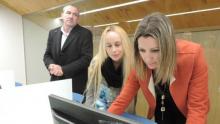 Darío Campos, Rosana Rielo y la alcaldesa Lara Méndez en la inauguración del Edificio de Nuevas Tecnologías de Lugo.