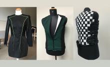 Tres fotografías de distintos modelos de ropa con vibración desarrolladas por la Universidad de Boras.