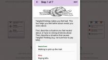 Pantallazo da 'app' Worry Knot, que ofrece consellos para afrontar as preocupacións.